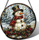 Stained Glass Window Hanging - Christmas Snowman Suncatcher for Door Terrace Garden Home Decor Winter Forest Snow Sun Catcher Birthday Gifts for Lovers Women Men Dad Mom Nana 15 in