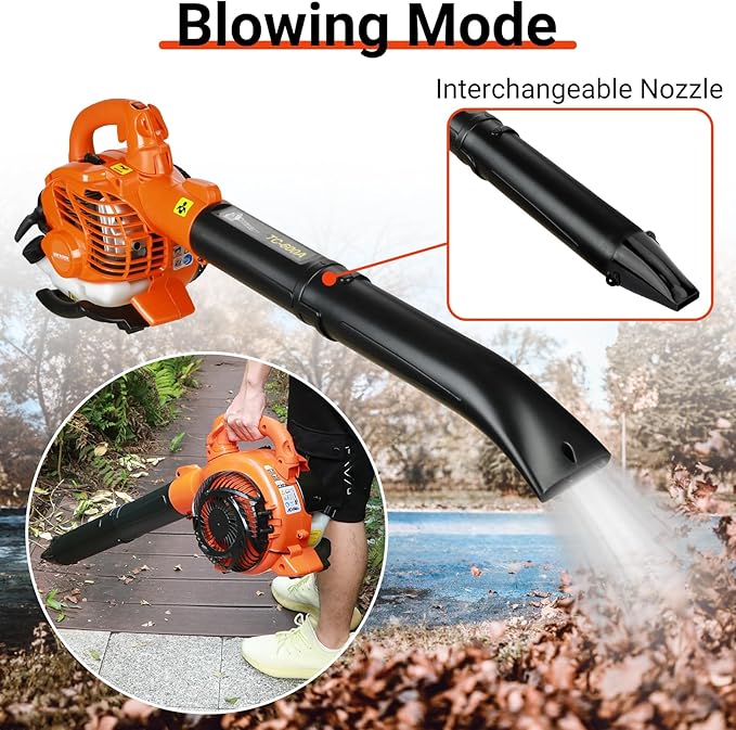Leaf Blower & Leaf Vacuum Cordless,2 Stroke 424 CFM Handheld Leaf Blower,26CC Gas Powered Leaf Blower Dual-Purpose (Blowing and Suction) Cleaner with Collection Bag for Cleaning Leaf Snow