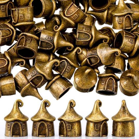 Civaner 50 Pcs Mini Brass Fairy Garden House, Christmas House Figurines
