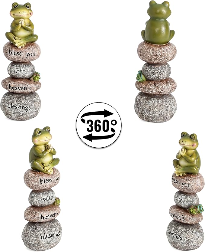 Xintim Garden Yoga Frog Statue Decor Meditation Zen Yoga Frog Figurines for Home and Garden Decoration, Gifts for Women Patio Yard Lawn Outdoor Sculptures, Bless You