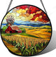HWRHTR Stained Glass Window Hanging Autumn Farm Corn Harvest Landscape 7.8" - Suncatcher Garden Door Sun Catcher Home Decor Birthday Christmas for Woman Mom Friend Men Nana
