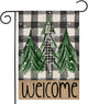 Welcome Christmas Trees Winter Garden Flag 12 x 18 Inch Vertical Double Sided Buffalo Plaid Holiday Yard Outside Xmas Décor