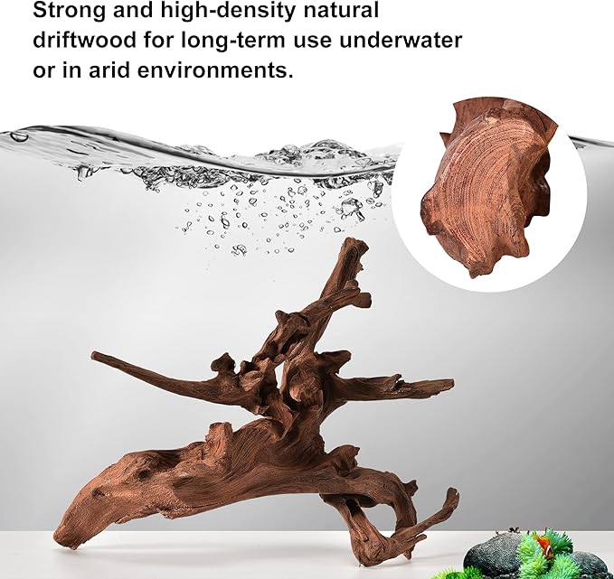 majoywoo Natural Large Driftwood for Aquarium Decor Reptile Decor, Fewer Branches 12.5-18" 2Pcs