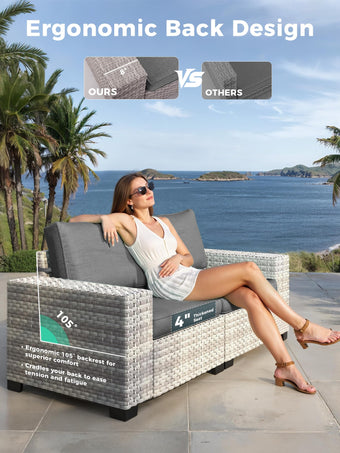 7 Piece Outdoor Wicker Patio Furniture Set with Fire Pit Table