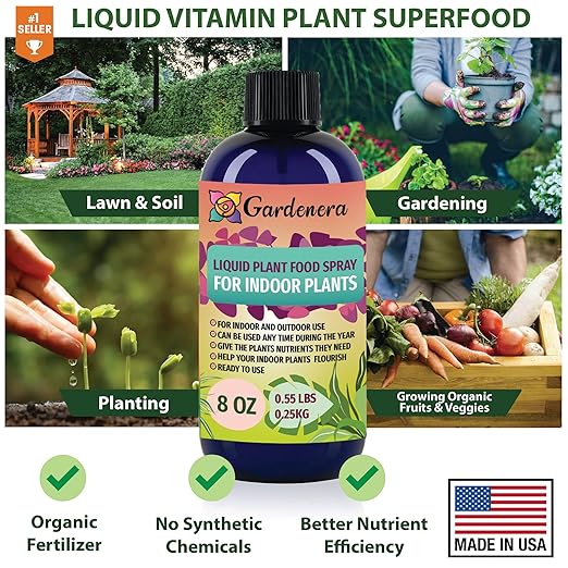 Gardenera Plant Growth Superfood for POTHOS Plant with 18 Key Vitamins & Minerals - Organic Plant Food Fertilizer - Micro-Fungi and Bio-Organisms for POTHOS Plant Care & Growth Enhancement - 32oz