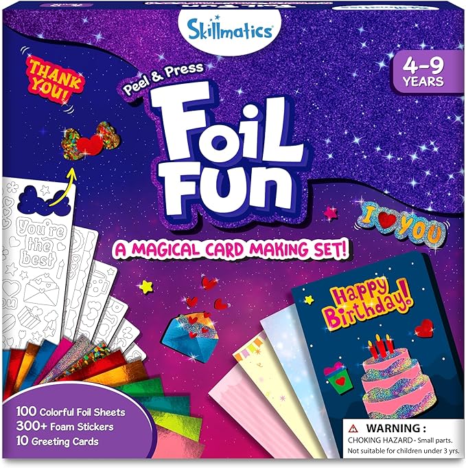 Skillmatics Foil Fun - Card Making Set, No Mess Art for Kids, Craft Kits & Supplies, DIY Creative Activity, Gifts for Girls & Boys Ages 4, 5, 6, 7, 8, 9