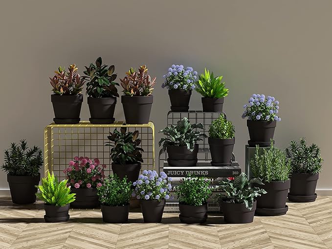36 PCS Small Mini Black Clay Pots with Drainage Holes, 2.5inch Terra Cotta Pot Clay Ceramic Pottery Planter, Succulent Nursery Pot/Cactus Plant Pot, for Indoor/Outdoor Plants, Crafts, Wedding Favor