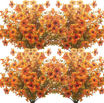 Grunyia 10 Bundles Artificial Fall Flowers Outdoor UV Resistant Fake Flowers