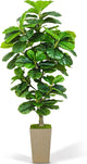 KOPWVA Artificial Fiddle Leaf Fig Tree 6ft, 6 Feet Large Tall Fake Plants Indoor with Modern Style Planter, Artificial Silk Tree for Home Office Living Room Decor Indoor, Lifelike & Lush (Champagne)