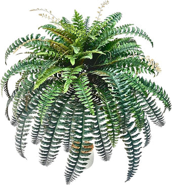 NeosCA 90 Branches Giant Artificial Boston Ferns for Outdoors Large –UV Resistant Lifelike Faux Fern, Realistic Silk Greenery Plants Large Office, Home Decor,48 Inch Fake Fern Leaf Green.No Base.