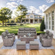 HUMMUH 8 Pieces Wicker Patio Furniture Set with Patio Swivel Chairs Set of 4,High Back Outdoor Sofa Coffee Table Ottomans,6 Inch Thick Cushions Outdoor Conversation Set for Porch, Balcony, Deck