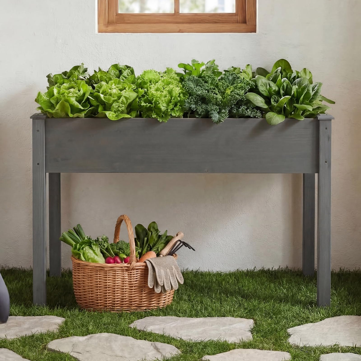 DUMOS 48x24x30 Inch Raised Garden Bed, Elevated Wood Planter Box with Legs