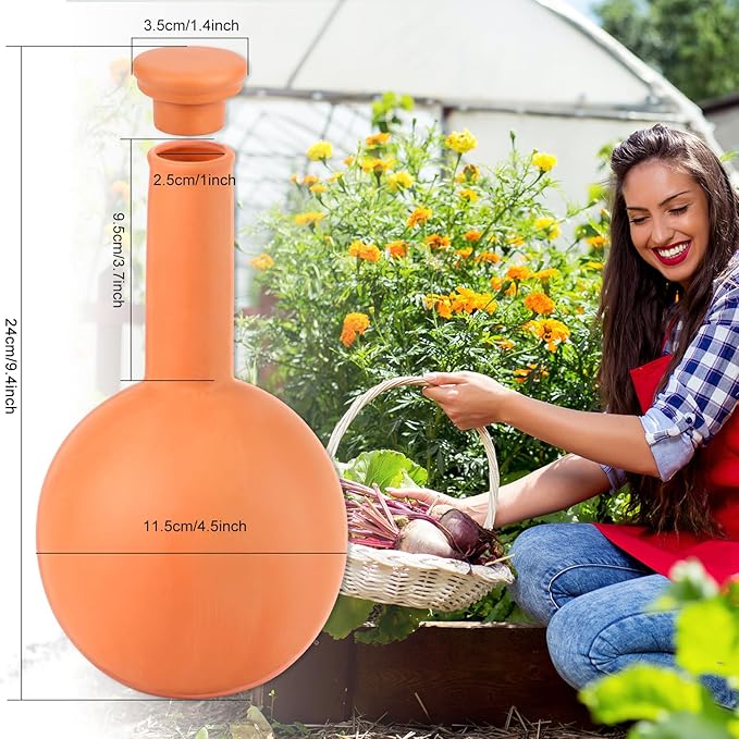 30 oz Terracotta Plant Watering Globes(3Packs), Self-Watering Clay Irrigation Device, Automatic Slow-Release Watering for Indoor & Outdoor Plants, Up to 2 Weeks, for Vacations & Large Potted Plants