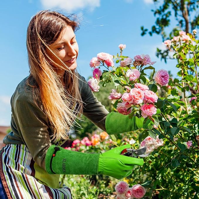 SLARMOR Long Gardening-Gloves Women/Men-Thorn proof Rose Pruning Heavy Duty Gauntlet, Best Garden Gifts for Gardener-XS