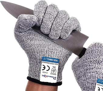 Dowellife Cut Resistant Gloves Protection, Safety Kitchen Cuts Gloves for Oyster Shucking, Fish Fillet Processing, Mandolin Slicing, Meat Cutting and Wood Carving, 1 Pair (Small)