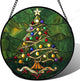 Stained Glass Window Hanging - Green Christmas Tree with Colorful Lights Suncatcher for Doors Home Christmas Decoration Sun Catcher Thanksgiving New Year Birthday Gifts for Women Men Mom Nana 15 in