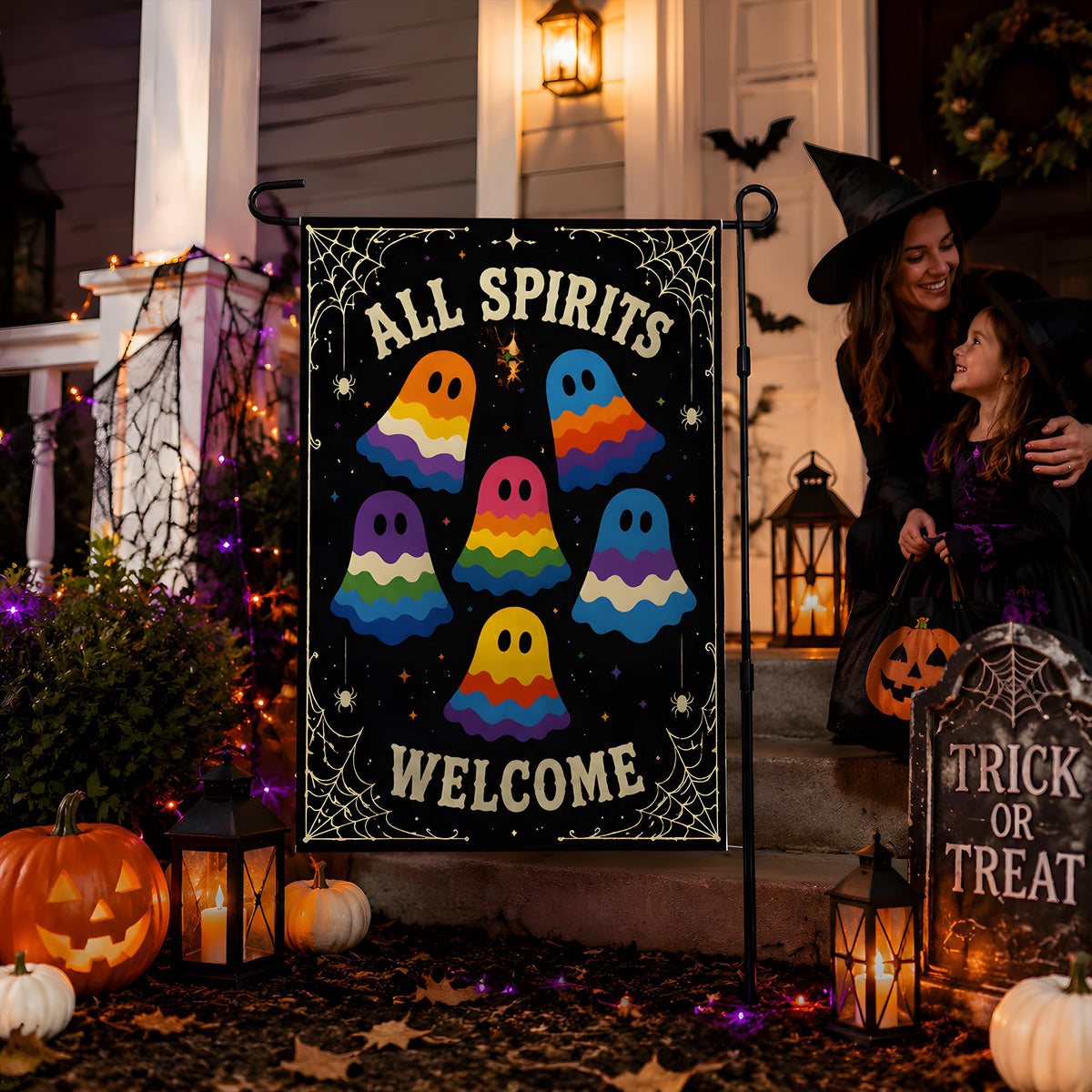 Halloween Decorations - All Spirits Welcome Halloween Garden Flag