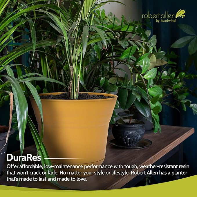 Headwind Traverse Planters – 5" 2 Pack Plastic Plant Pot in Harvest Yellow - Indoor & Outdoor Pots for Plants with Drainage - Decorative Plant Pot, Flower Pots Outdoor for Garden by Robert Allen