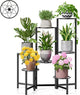 NQW 7 Tier Metal Patio Plant Stand Outdoor, Heavy Duty Flower Stands for Indoor Plants, Floding Tall Corner Shelf for Diaplay Racks for Home Decor, Graden, Balcony -BlackDiamond