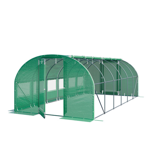 TOOLPORT 10x20 ft, Premium Tunnel Greenhouse, 180g PE Cover, Green