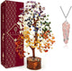 7 Chakra Healing Crystal Tree with Rose Quartz Crystal Necklaces Gifts for Women, Positive Energy, Wealth, Success, Meditation, Home & Office Decor, Spiritual Birthday Gifts for Mom and Loved one,