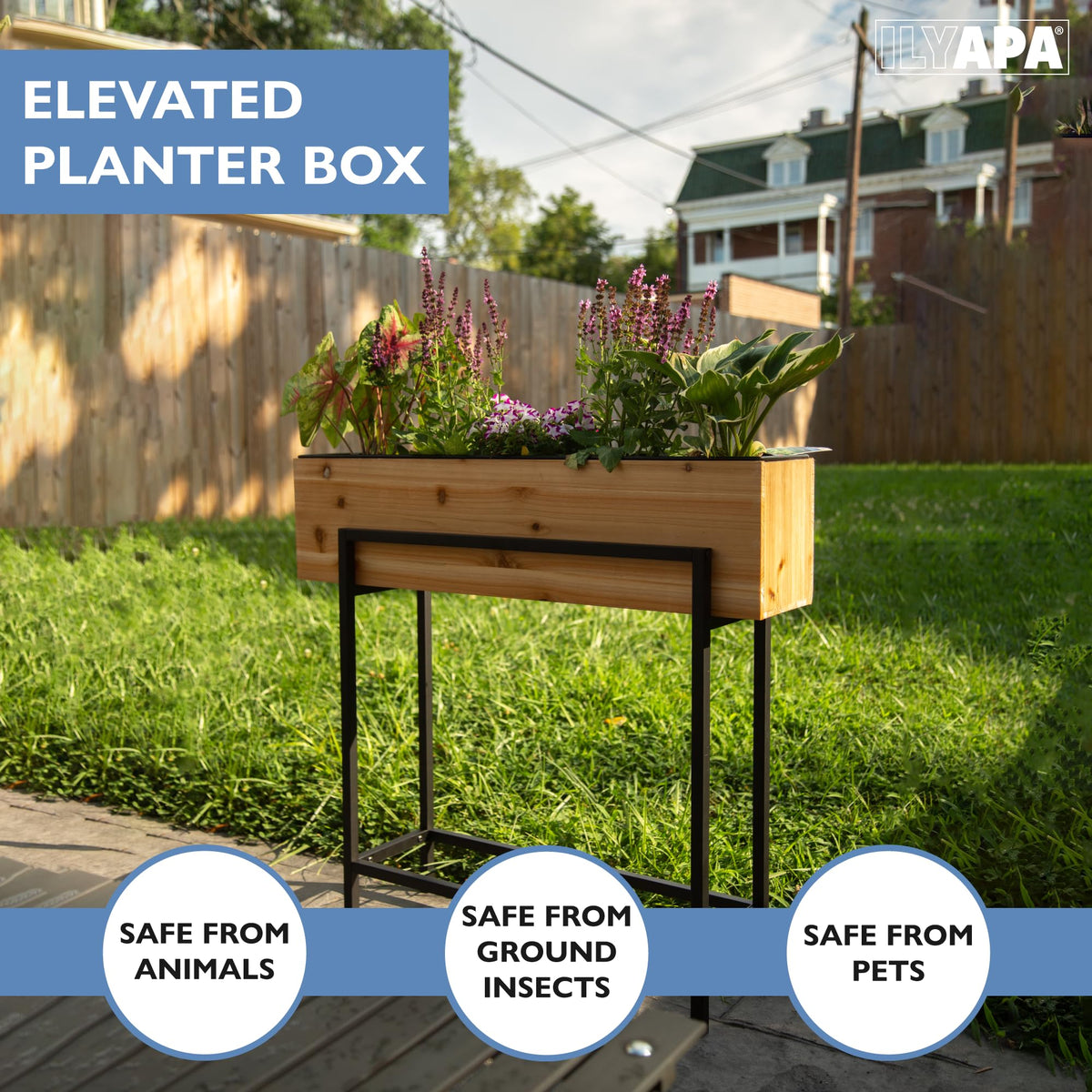 Ilyapa Raised Garden Bed with Legs, 33 x 29 x 7 Inch - Metal & Wood