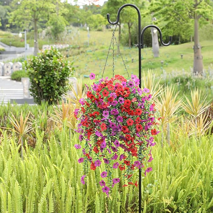 Playieer Artificial Hanging Flowers for Outdoors Faux Plants for Spring Summer Decoration,6 Bundles UV Resistant Realistic Silk Flowers Indoor Outside Garden Porch Patio Balcony Yard Farmhouse