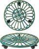 Sungmor Cast Iron Plant Caddy with Wheels, 2PC 14.8" Large & Heavy-duty Rolling Plant Stands, Pretty Garden Pots Tall Planter Dolly, Round Flower Pot Mover Metal Plant Pallet Trolley Tray with Casters