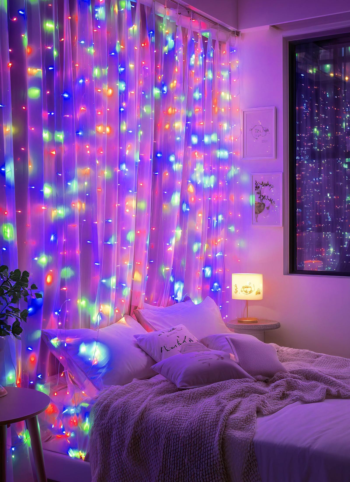 Brightown 300 LED Fairy Curtain Lights, 9.8ft x 9.8ft Curtain String Lights