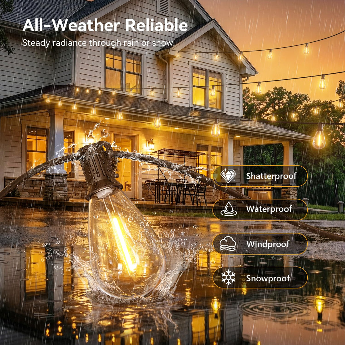 Amzrap 200FT Outdoor String Lights with Remote, Waterproof Patio Lights with 72+2 Shatterproof LED Bulbs,Dimmable Hanging Decor for Backyard Garden Porch Bistro, Timer & 3 Modes,2700K Warm White