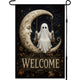 Halloween Decorations - Ghost Swinging on Moon Welcome Garden Flag
