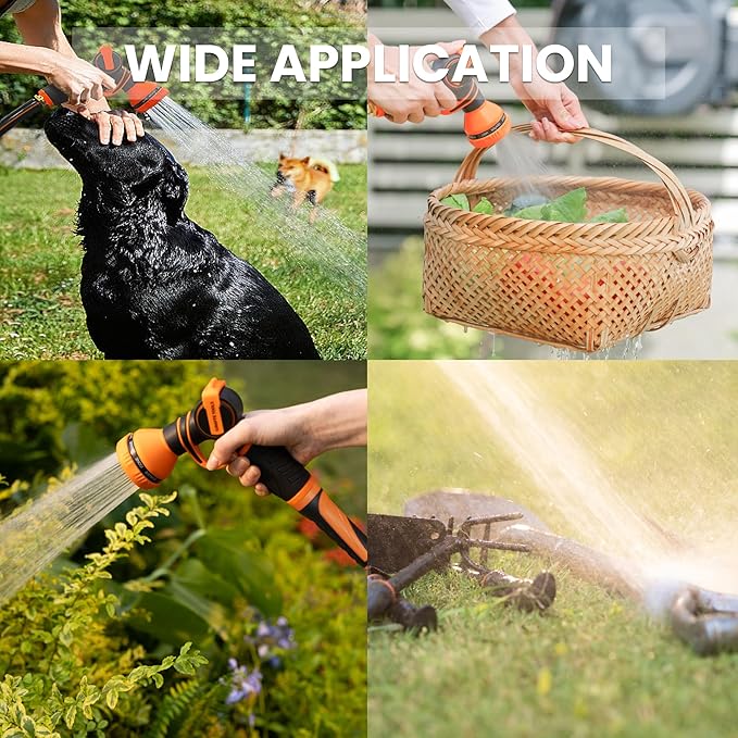 Giraffe Tools Garden Hose 100ft x 5/8", Water Hose Heavy Duty, Flexible, Lightweight Hybrid Hose with Swivel Handle, Male to Female Fittings, Burst 600 PSI