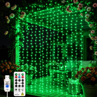 SINAMER Curtain String Light, 200LED 6.6x6.6ft, Remote & 8 Modes, USB