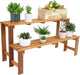Sunnydaze 2-Tier Meranti Outdoor Wood Plant Stand - Indoor Plant Bench with Teak Oil Finish - 24-Inch