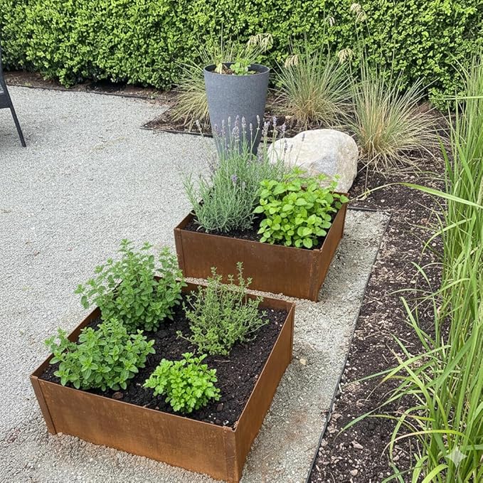 Edge Right - Raised Garden Bed Kit - COR-Ten Steel (8" COR-Ten Steel, 2 FT x 2 FT)