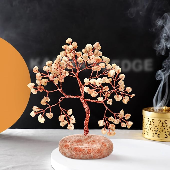 Sun Stone Crystal Tree of Life Office Decor Gifts for Women, Handmade Home Decoration Bonsai Feng Shui Trees for Positive Energy, Good Luck, Money, Meditation, Reiki Healing, Birthday Gifts