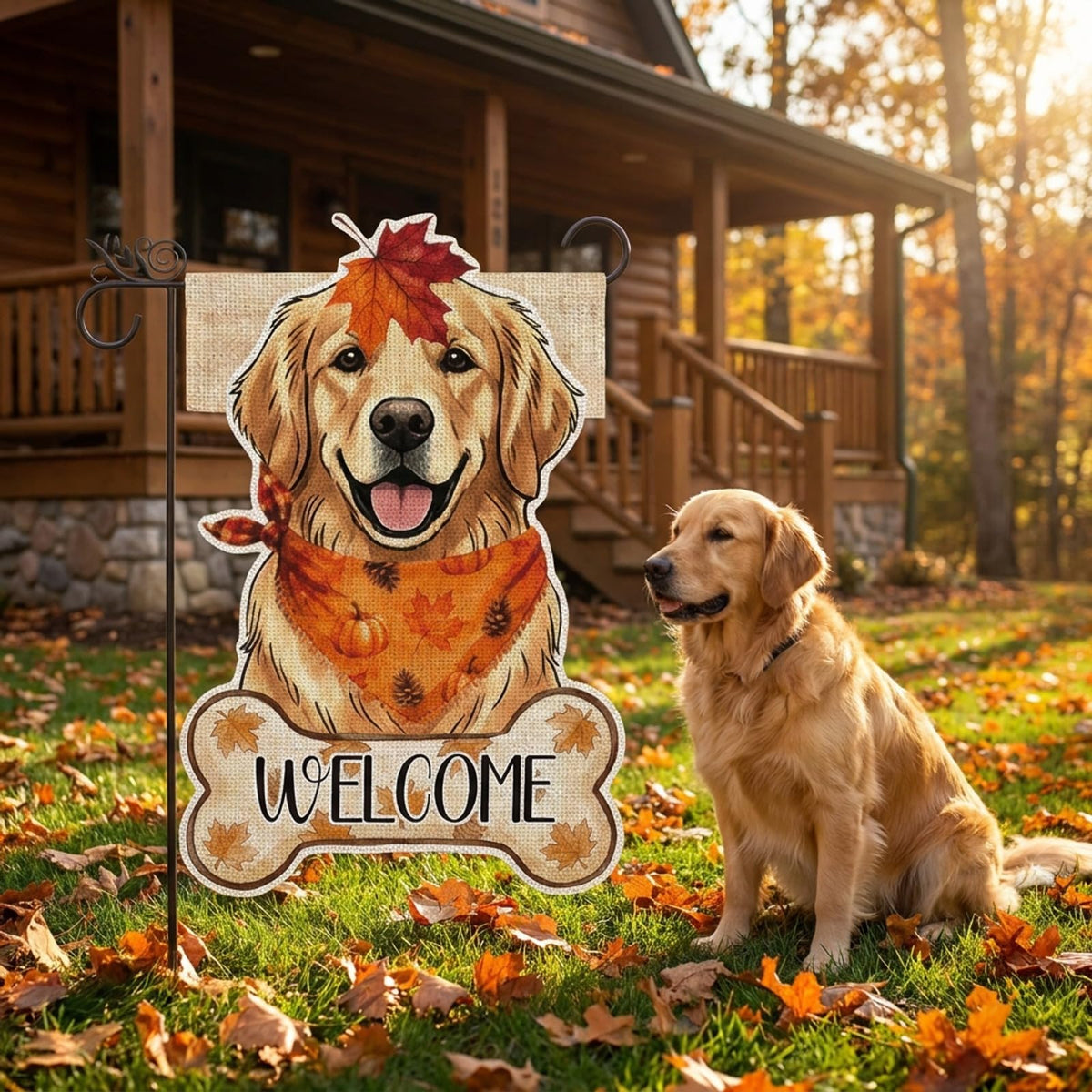 Fall Golden Retriever Decor Outdoor - Golden Retriever Fall Dog Decor Double Sided Garden Flag Outside Vertical Autumn Holiday Welcome Yard Decoration Lawn Outdoor Decor