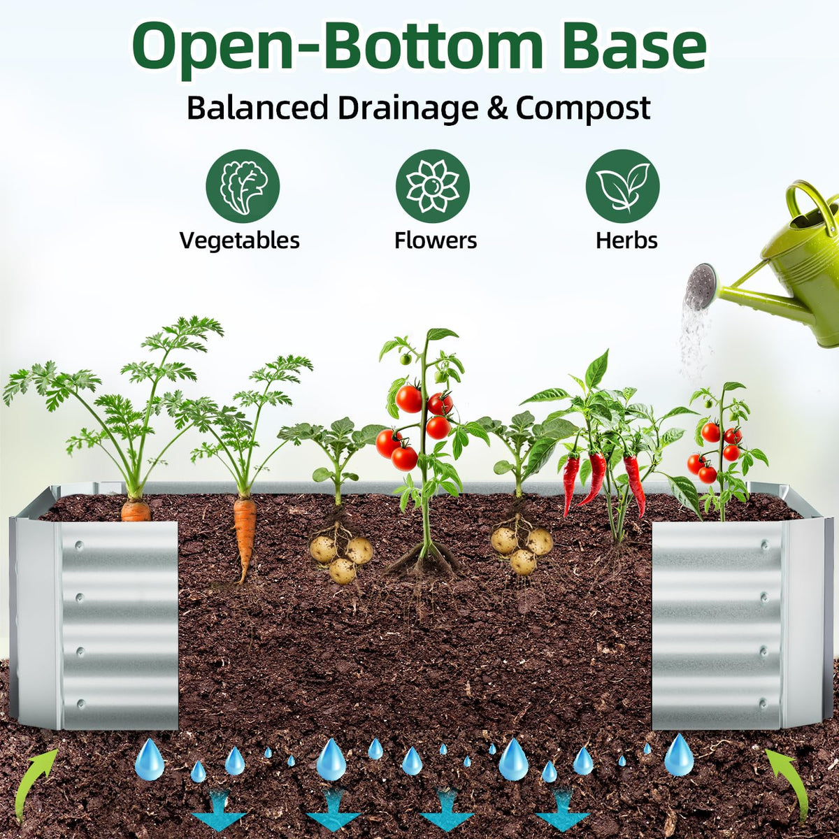 Ohuhu 4x2x1 FT Raised Garden Bed Outdoor with Cover, 3-in-1 Gardening Set