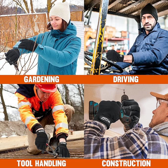 HANDLANDY Work Gloves for Men & Women, Utility Mechanic Working Gloves Touch Screen, Flexible Yard Work Gloves