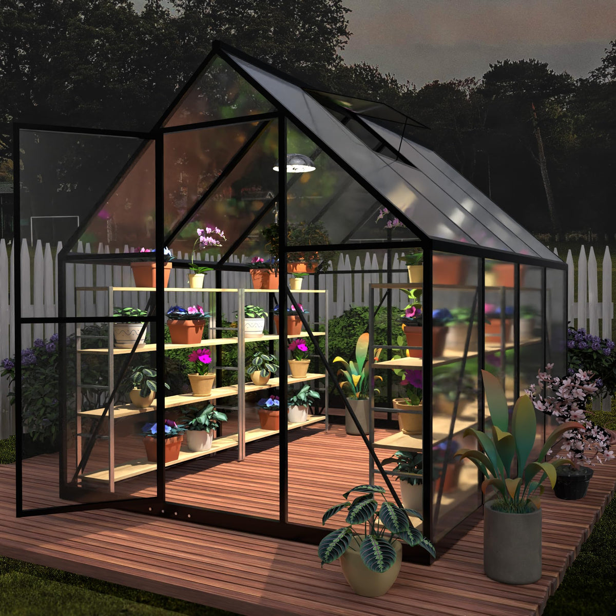 Exroo 6x10 FT Heavy Duty Greenhouse, Polycarbonate Walk-in Garden House with Ventilation Window, Portable Winter Greenhouse Kit for Outdoor Plants and Backyard Gardening