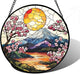 DASTOLL Stained Glass Window Hanging, Sun Blooming Cherry Blossoms Suncatcher Diamond Glass Panel Sun Catchers Decor for Birthday for Women, Men, Wife, Aunt, and Mom 14.9x14.9 in