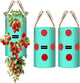 3 Pack 3 Gallon Hanging Strawberry Planter Bags, 12 Holes PE Grow Bags with Bottom Drainage, Reusable Vertical Planters for Small Space Gardening(Green)