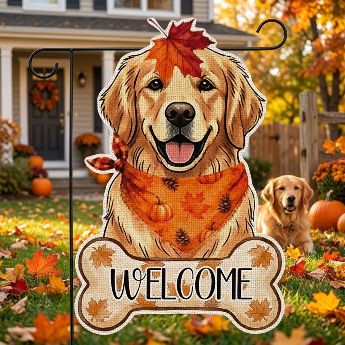 Fall Golden Retriever Decor Outdoor - Golden Retriever Fall Dog Decor Double Sided Garden Flag Outside Vertical Autumn Holiday Welcome Yard Decoration Lawn Outdoor Decor