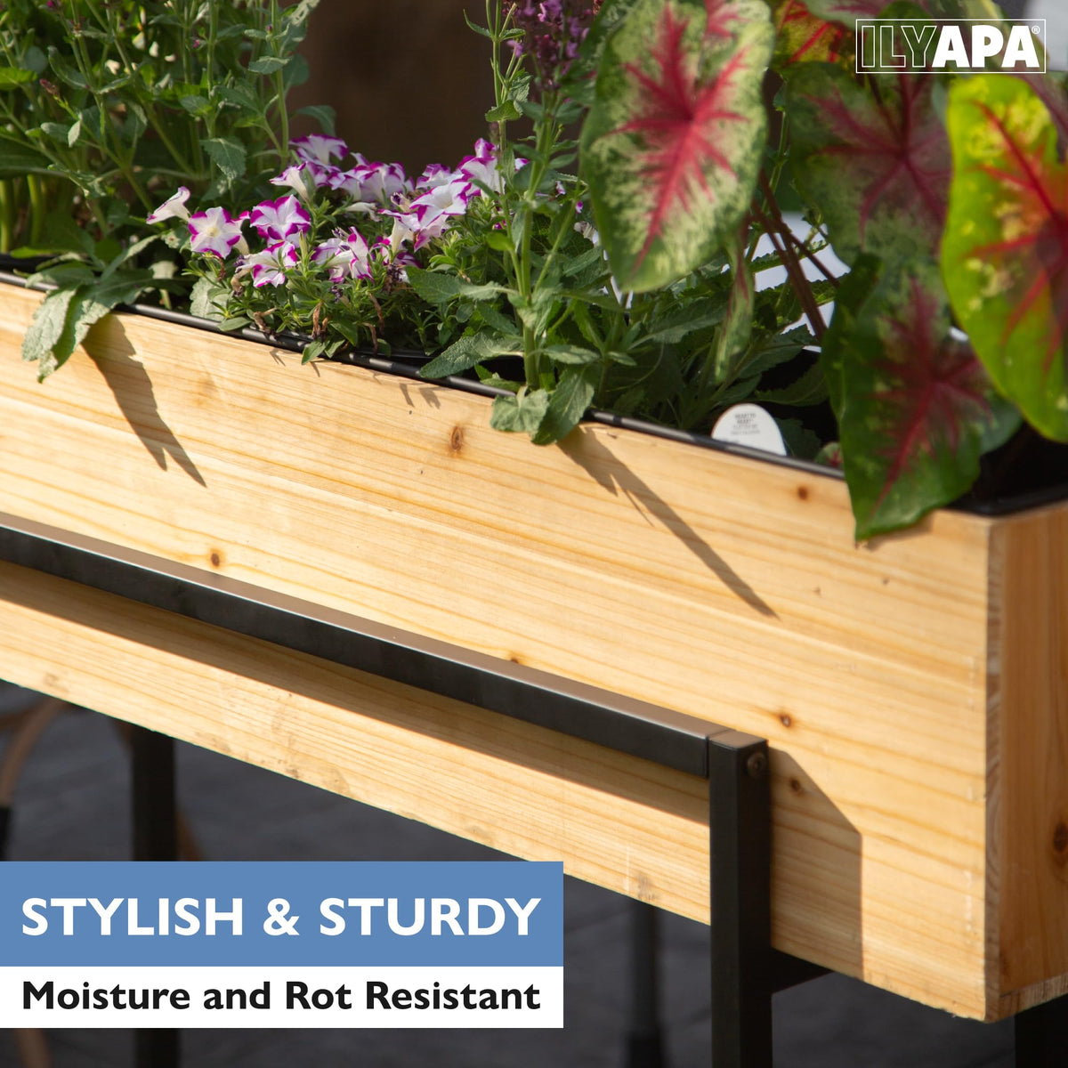 Ilyapa Raised Garden Bed with Legs, 33 x 35.5 x 7 Inch - Metal & Wood