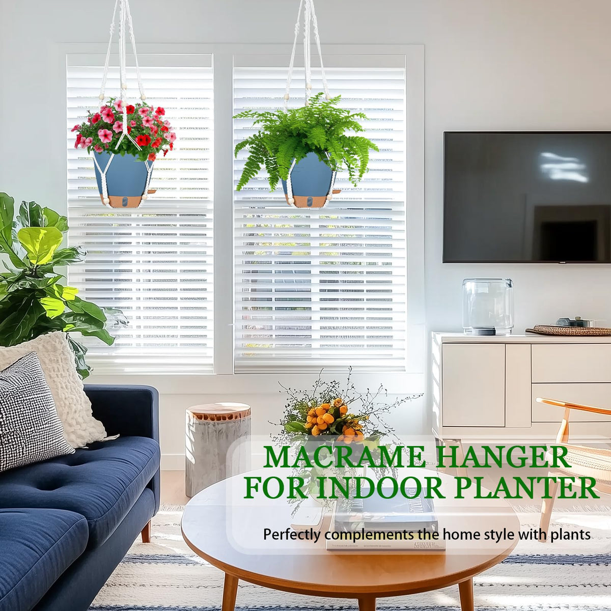 Fielda Hanging Planters for Indoor Plants 8 Inch, 2 Pack, Self Watering