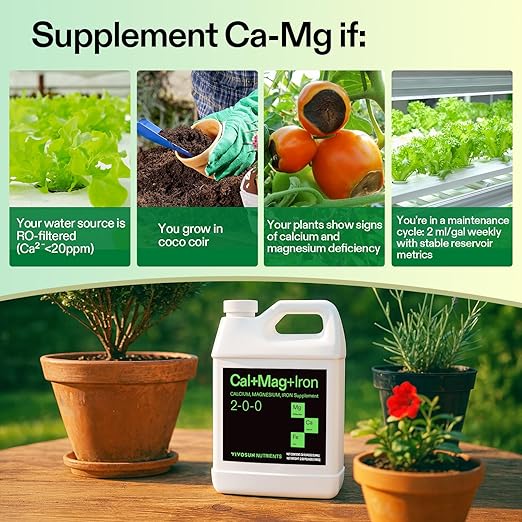 VIVOSUN Cal+Mag+Iron (2-0-0), Calcium, Magnesium & Iron Supplement, Liquid Nutrient Fertilizer for All Plants, Concentrated Plant Food for Soil/Soilless Cultivation, Hydroponics, 1 Quart