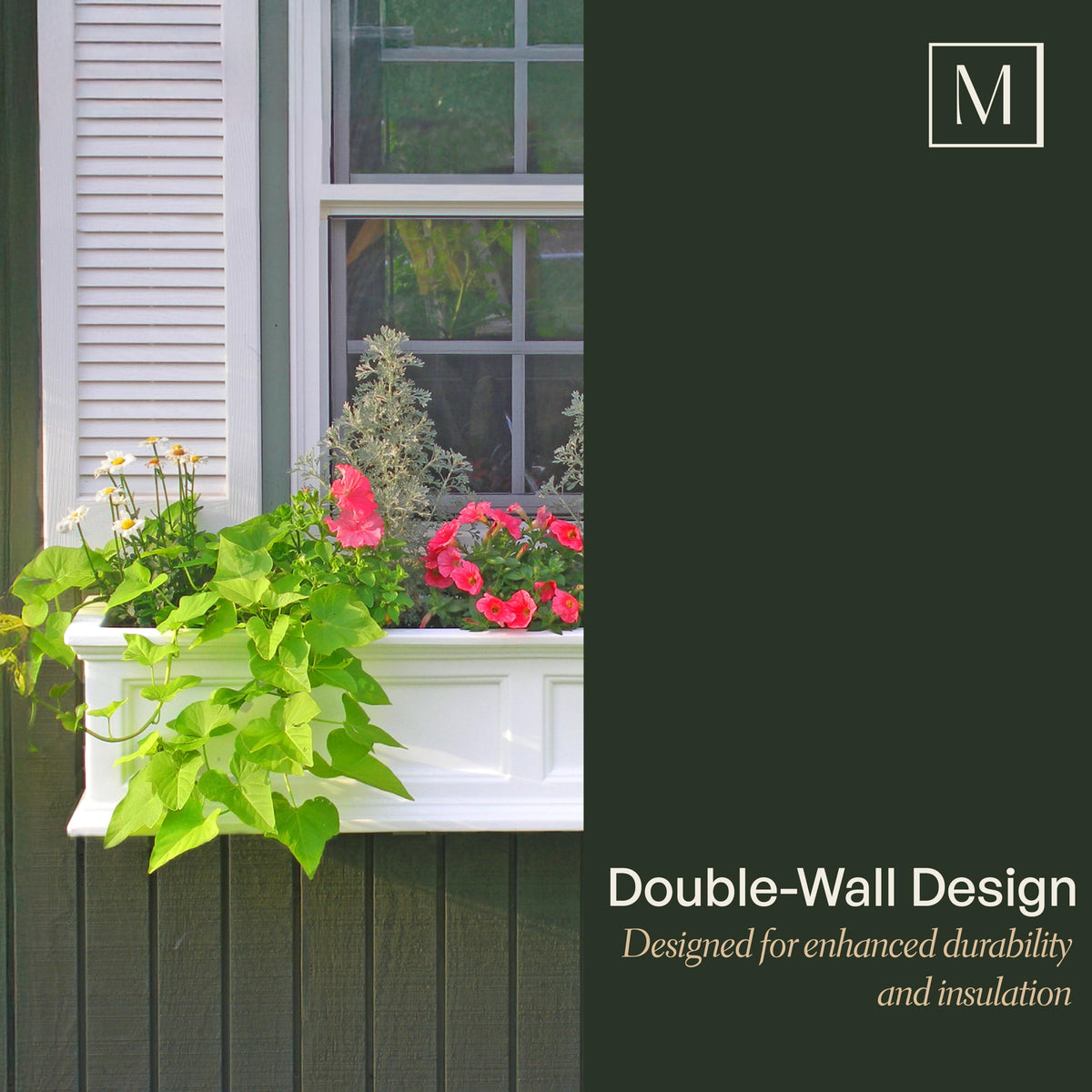 Mayne Fairfield 36in Self-Watering Rectangular Window Box Planter, Black