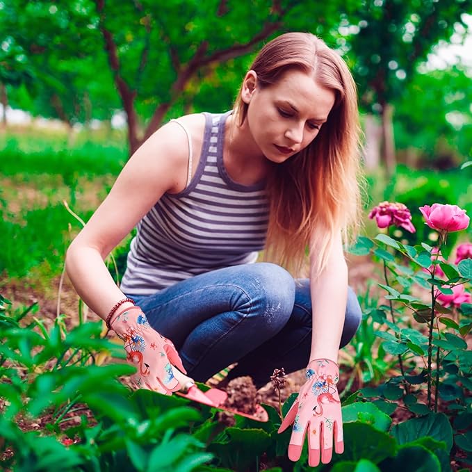 Leather-Gardening-Gloves for Women,Thorn-Proof Work-Gloves for Weeding,Digging,Planting,Pruning Yard garden Gloves