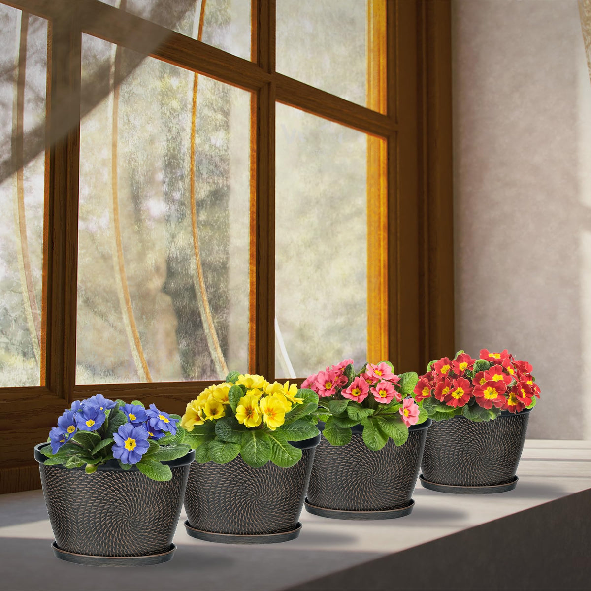 Quarut 4 Pack 6 Inch Flower Pots Planters for Outdoor Indoor