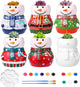 Pasimy 6 Set Ceramics to Paint DIY Ceramic Succulent Planter Pots Paint Your Own Flower Pots Craft Kit Unpainted Bisque Flowerpot with Brush Palette for Family Activity Holiday Gifts(Snowman)